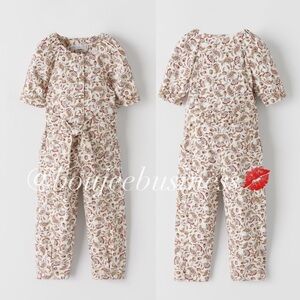 ZARA Kids Belted Floral Jumpsuit